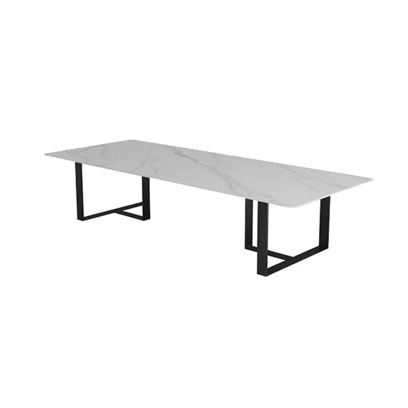 Modern Style Stone Conference Desk Rectangular Shape Office Table with 2-Legs for Office