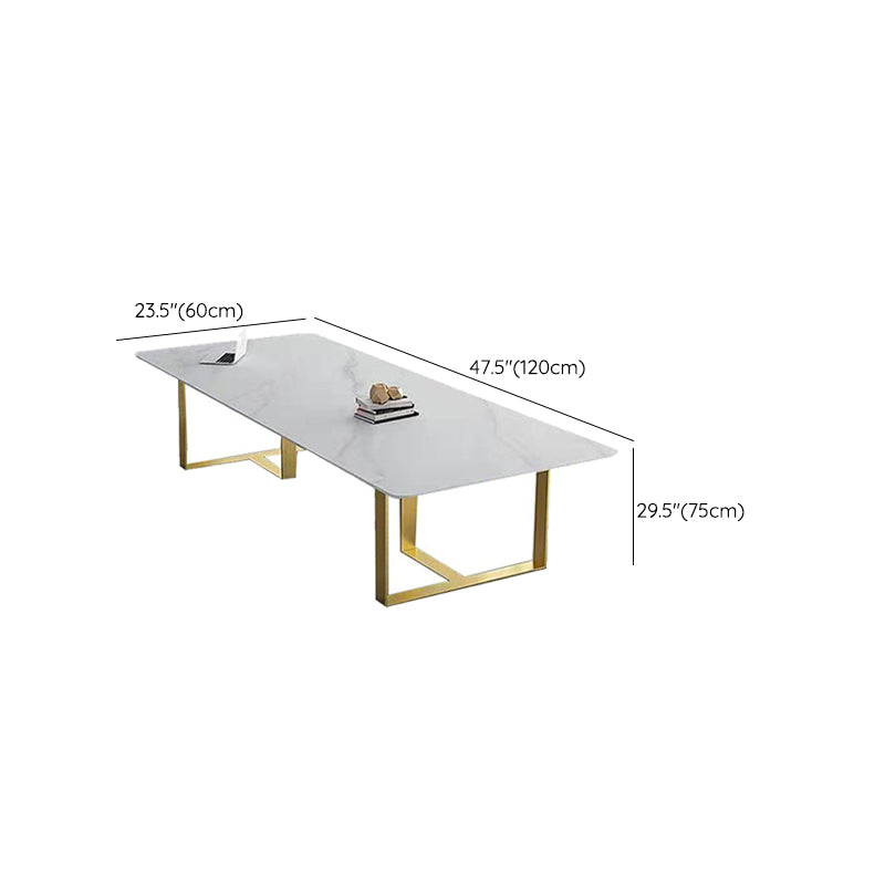 Modern Style Stone Conference Desk Rectangular Shape Office Table with 2-Legs for Office