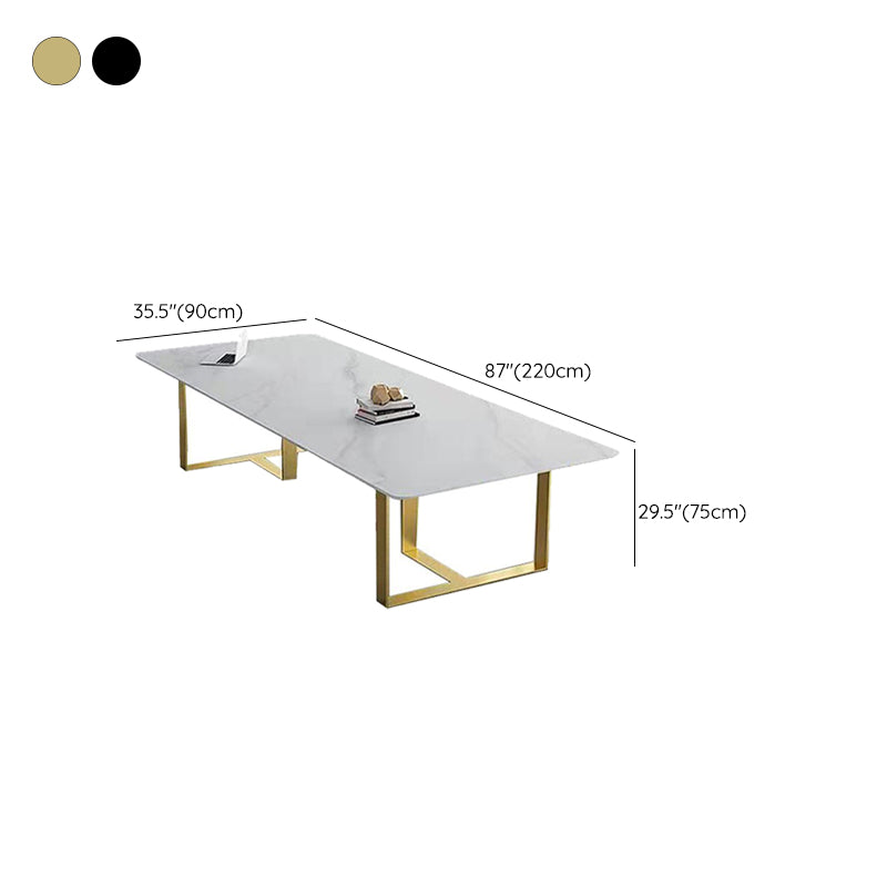 Modern Style Stone Conference Desk Rectangular Shape Office Table with 2-Legs for Office