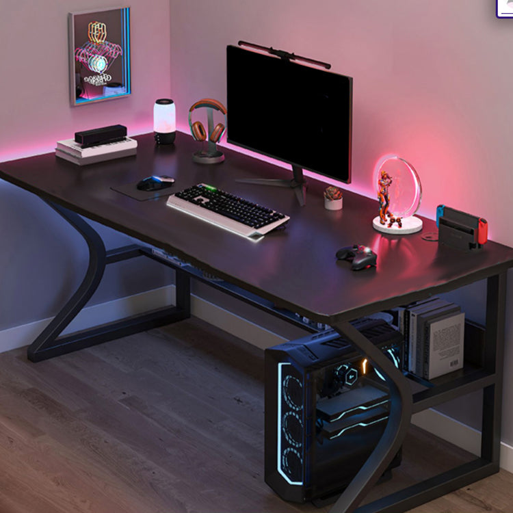 Industrial Gaming Desk Antique Finish Wood Computer Desk with Metal Legs