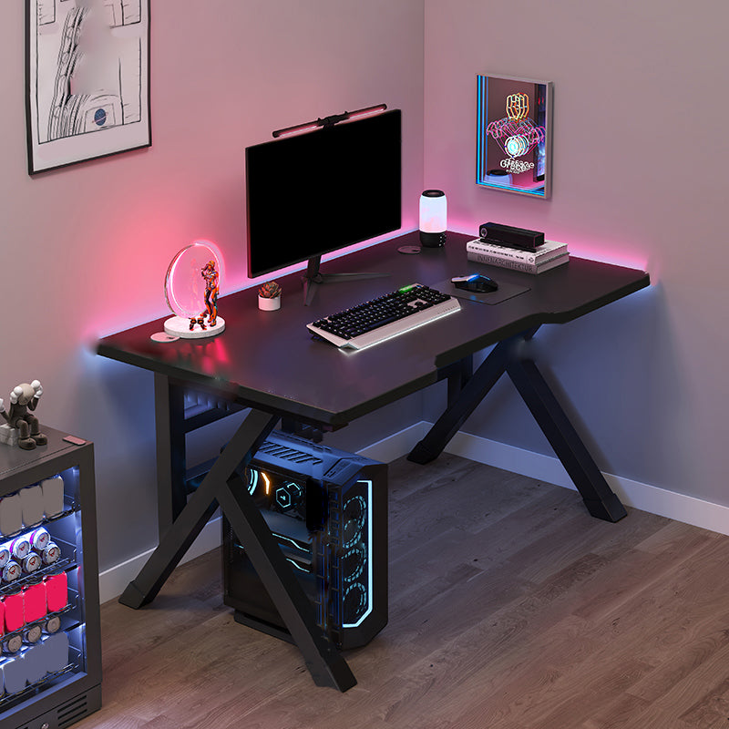 Industrial Gaming Desk Antique Finish Wood Computer Desk with Metal Legs