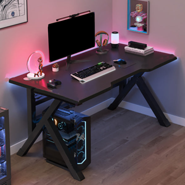 Industrial Gaming Desk Antique Finish Wood Computer Desk with Metal Legs