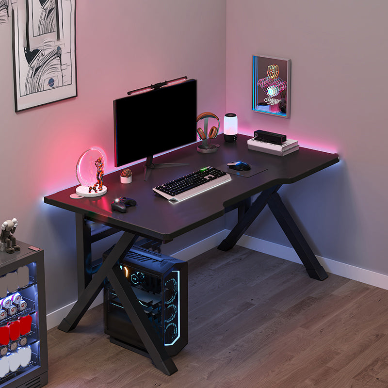 Industrial Gaming Desk Antique Finish Wood Computer Desk with Metal Legs