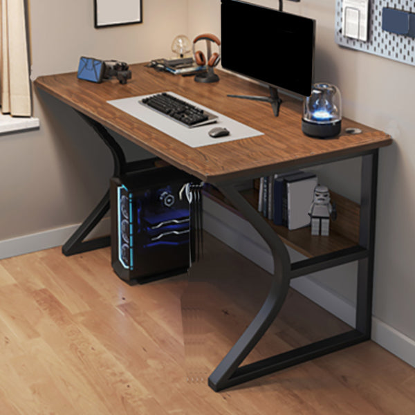 Industrial Gaming Desk Antique Finish Wood Computer Desk with Metal Legs