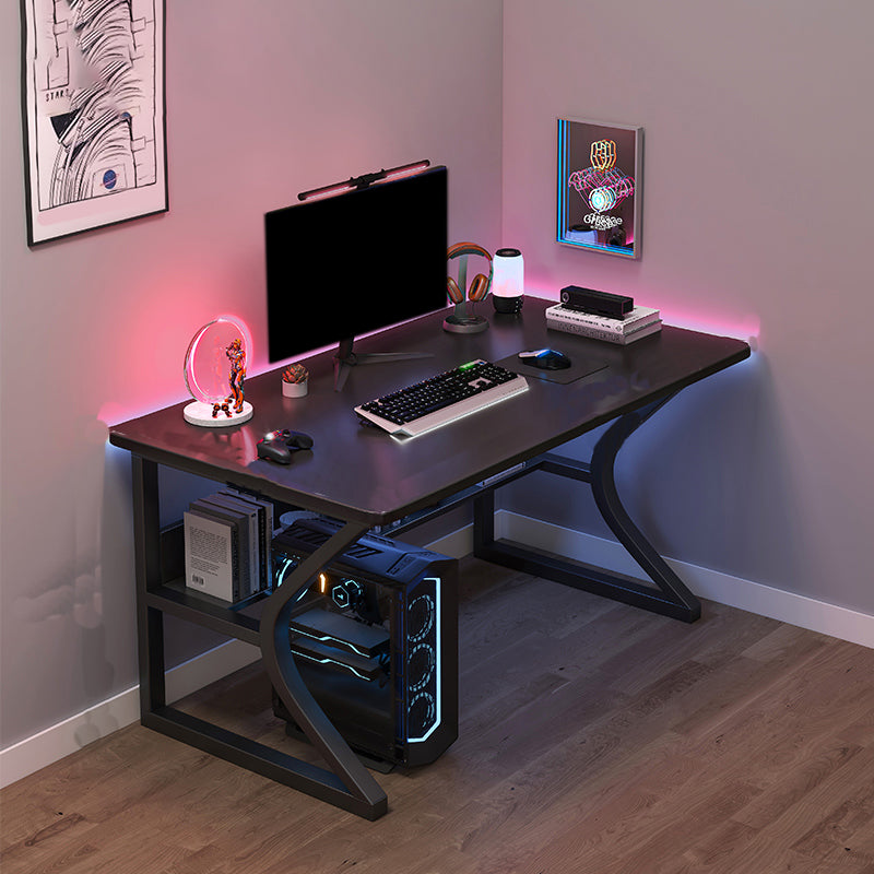 Industrial Gaming Desk Antique Finish Wood Computer Desk with Metal Legs