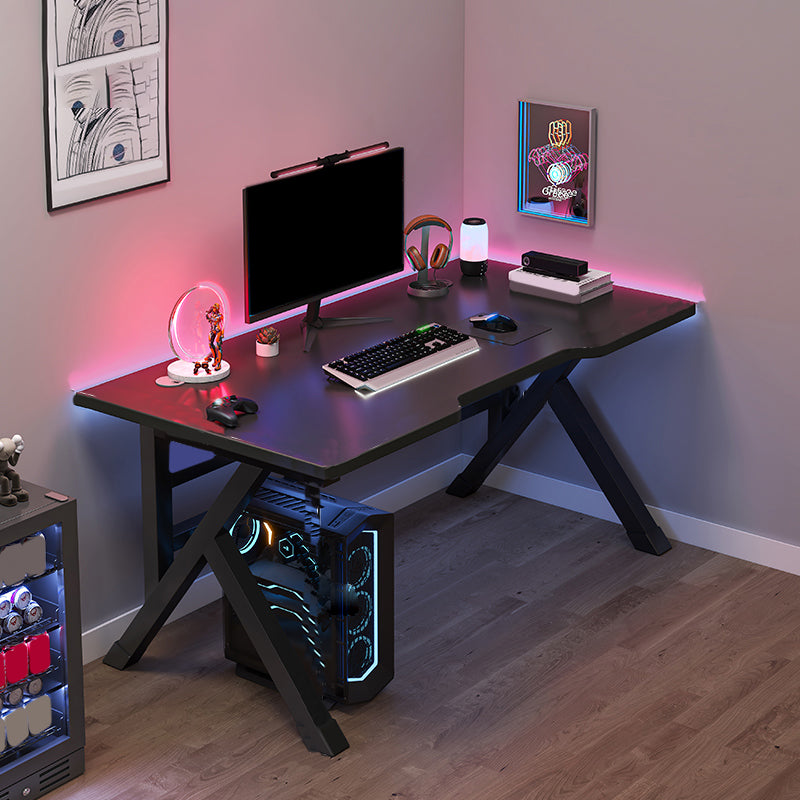 Industrial Gaming Desk Antique Finish Wood Computer Desk with Metal Legs