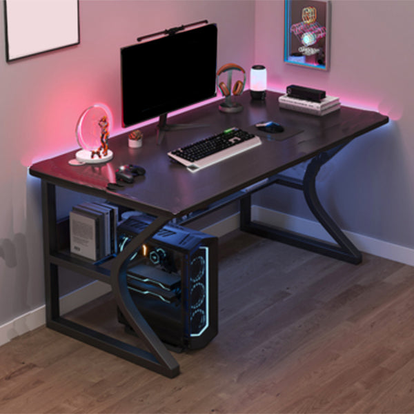 Industrial Gaming Desk Antique Finish Wood Computer Desk with Metal Legs