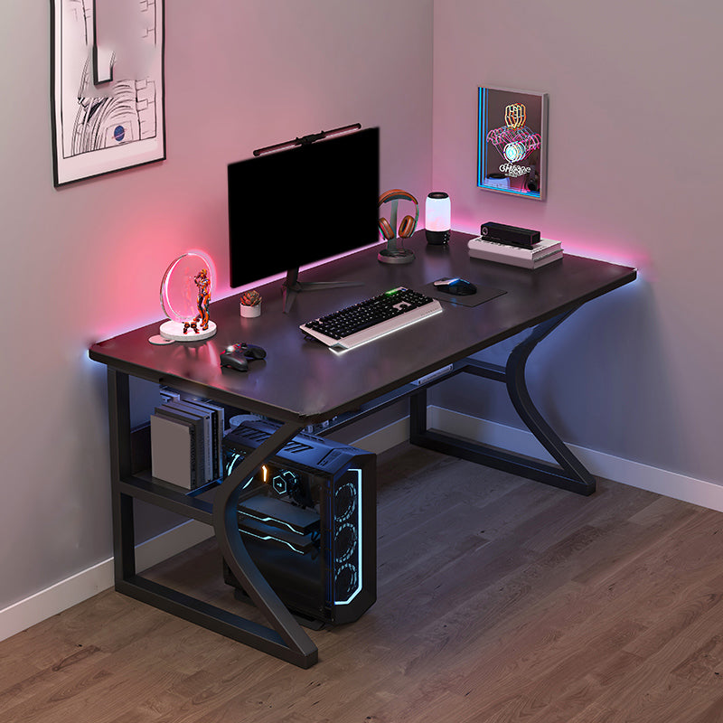 Industrial Gaming Desk Antique Finish Wood Computer Desk with Metal Legs