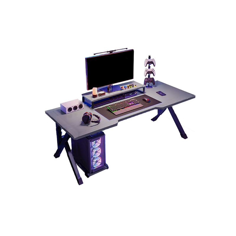 Industrial Gaming Desk Antique Finish Wood Computer Desk with Metal Legs