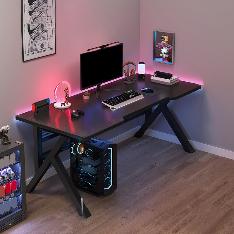 Industrial Gaming Desk Antique Finish Wood Computer Desk with Metal Legs