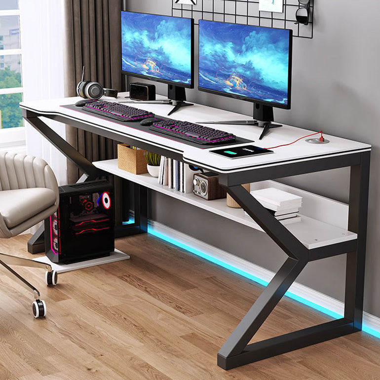 Contemporary Wooden Office Desk Sled Base 29.53-inch Tall Computer Desk