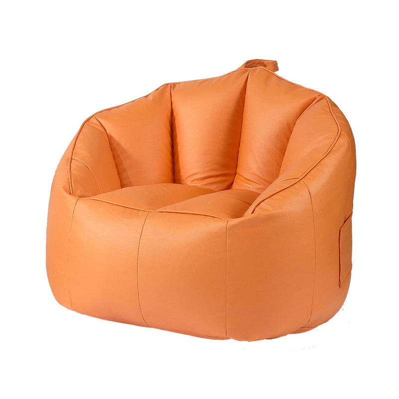 Modern Sewn Pillow Back Chair Faux Leather Sloped Arms Chair