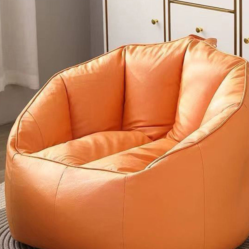 Modern Sewn Pillow Back Chair Faux Leather Sloped Arms Chair
