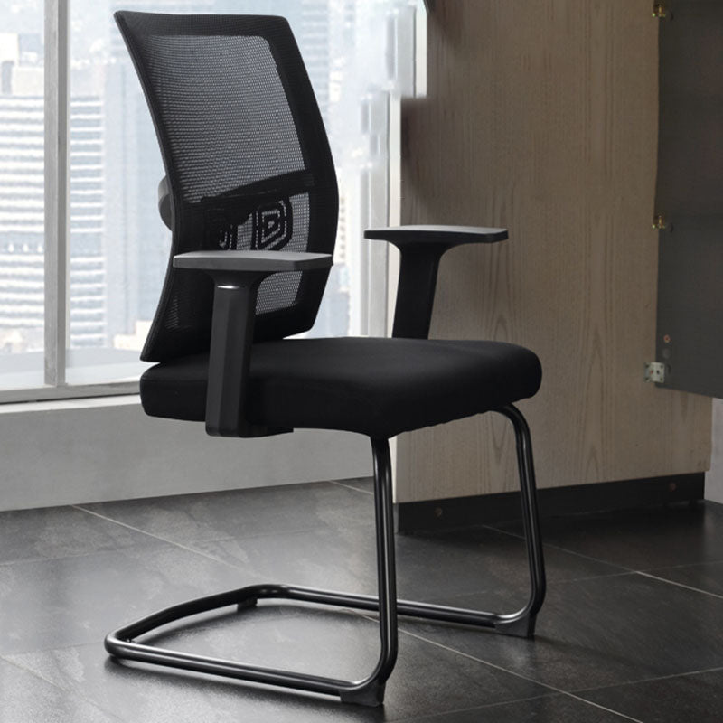 Modern Fixed Arms Office Chair No Wheels Upholstered No Distressing Desk Chair