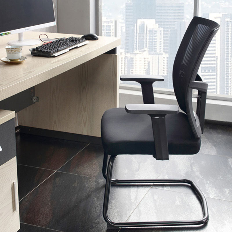 Modern Fixed Arms Office Chair No Wheels Upholstered No Distressing Desk Chair