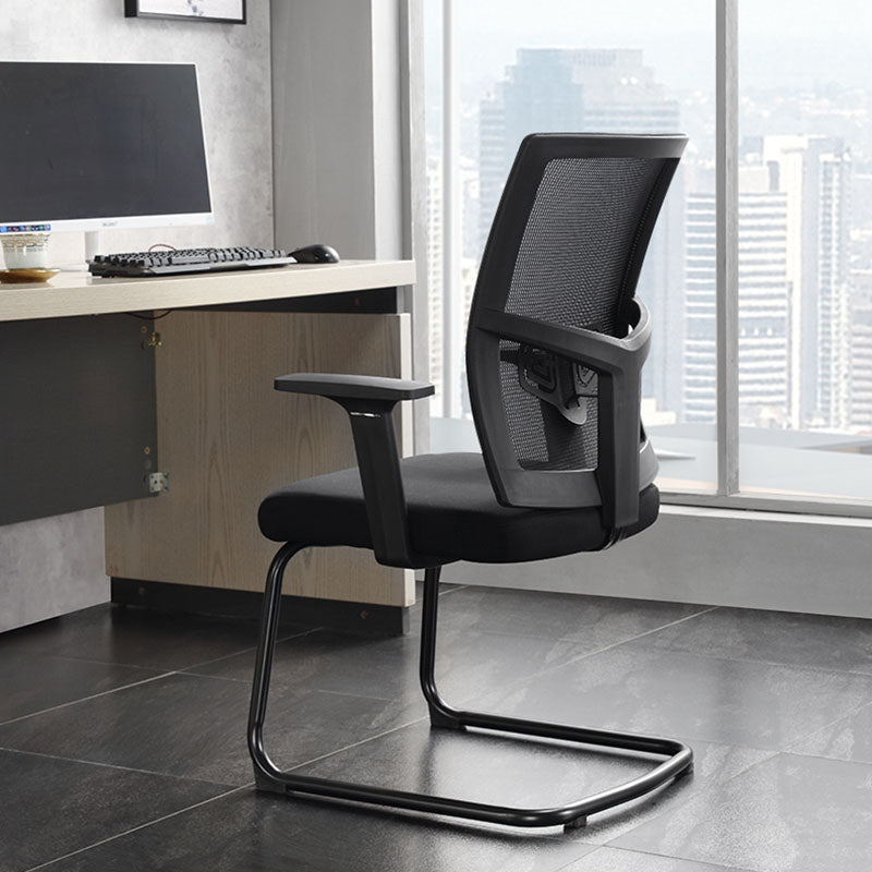 Modern Fixed Arms Office Chair No Wheels Upholstered No Distressing Desk Chair