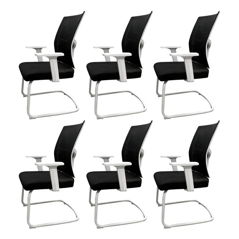 Modern Fixed Arms Office Chair No Wheels Upholstered No Distressing Desk Chair