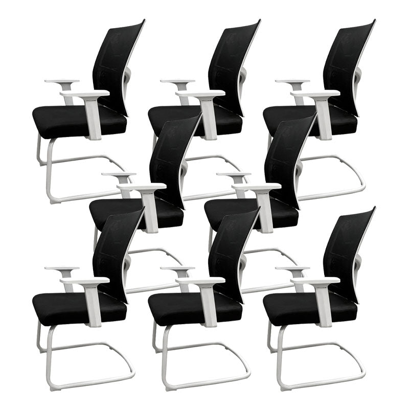 Modern Fixed Arms Office Chair No Wheels Upholstered No Distressing Desk Chair