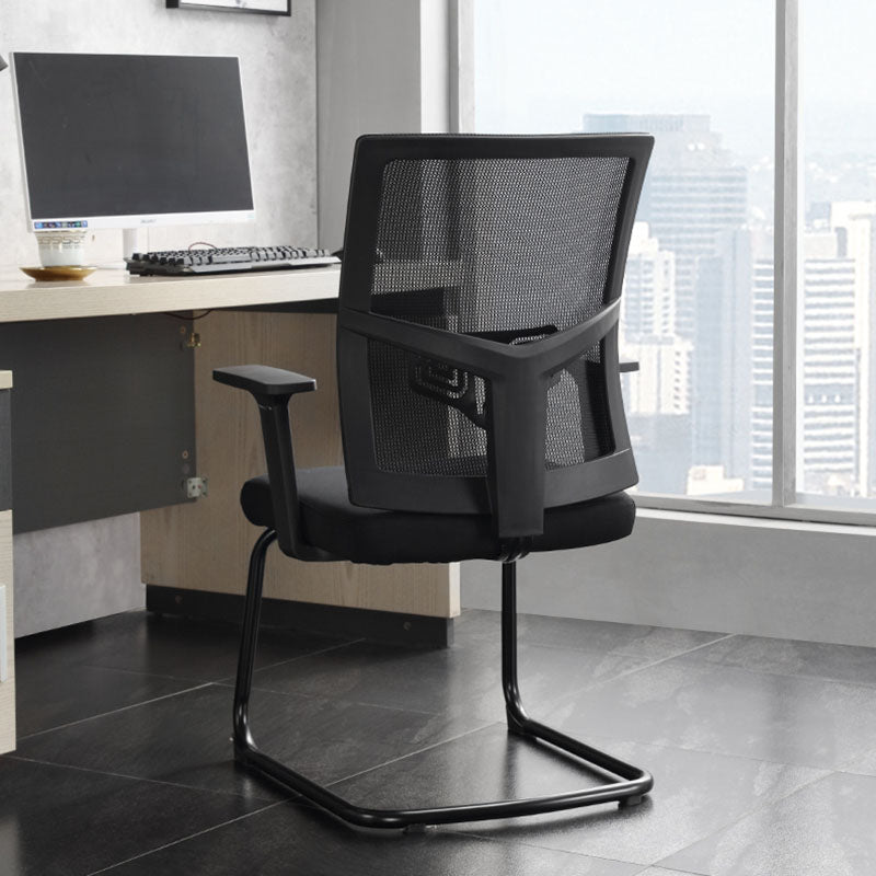 Modern Fixed Arms Office Chair No Wheels Upholstered No Distressing Desk Chair