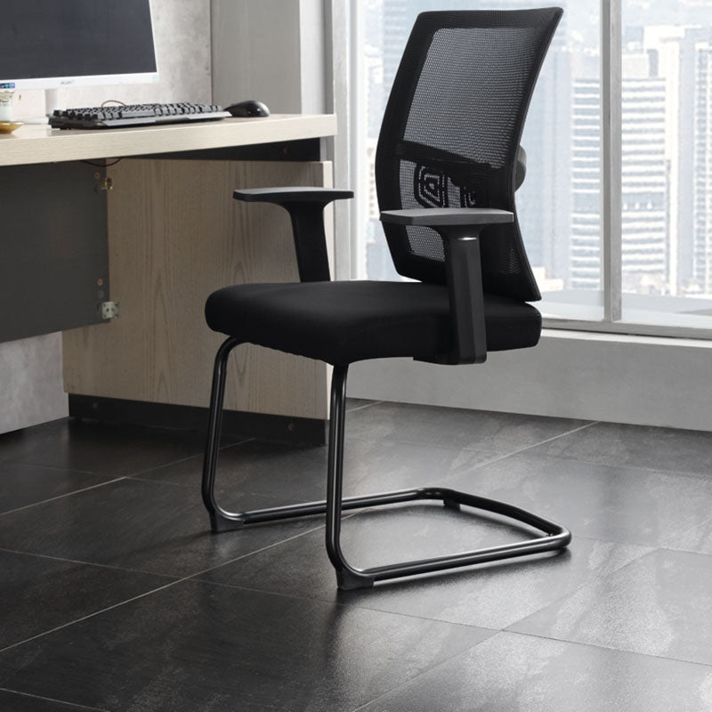 Modern Fixed Arms Office Chair No Wheels Upholstered No Distressing Desk Chair