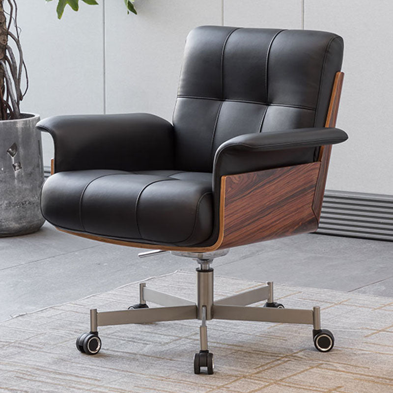 Modern Desk Chair Fixed Arms Upholstered No Distressing Office Chair