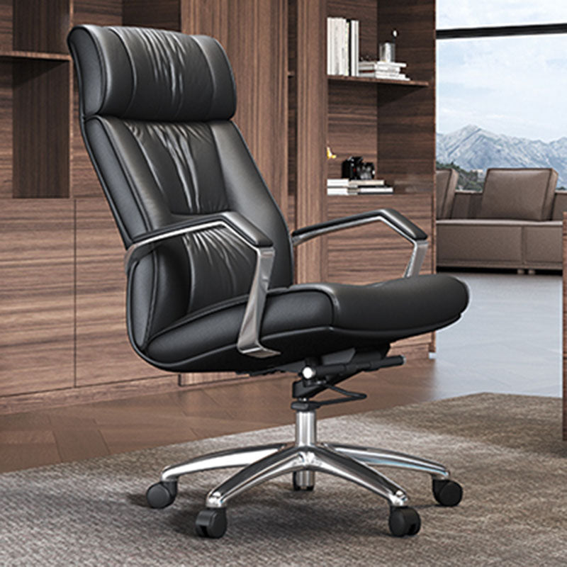 Contemporary Leather Managers Chair Padded Arms Desk Chair for Office