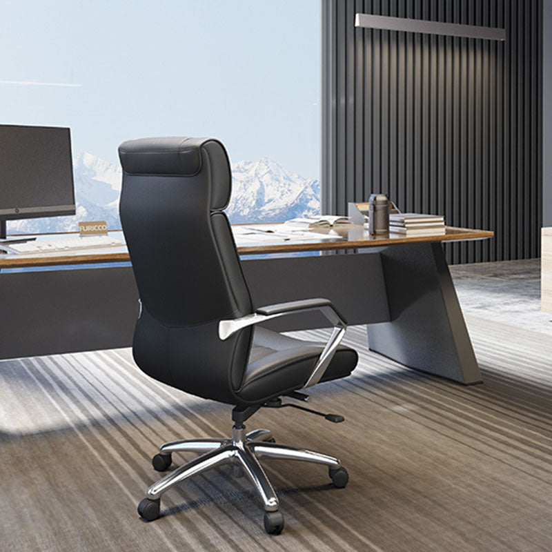 Contemporary Leather Managers Chair Padded Arms Desk Chair for Office