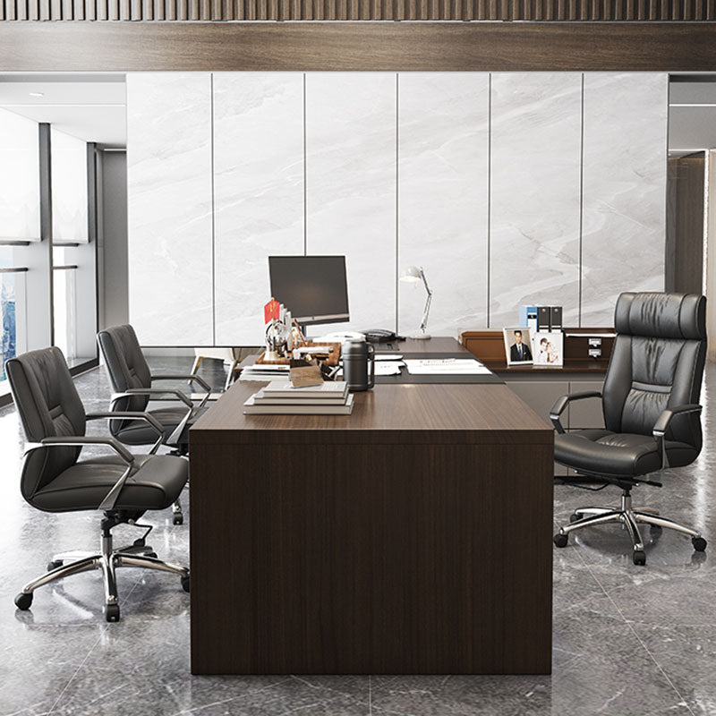 Contemporary Leather Managers Chair Padded Arms Desk Chair for Office