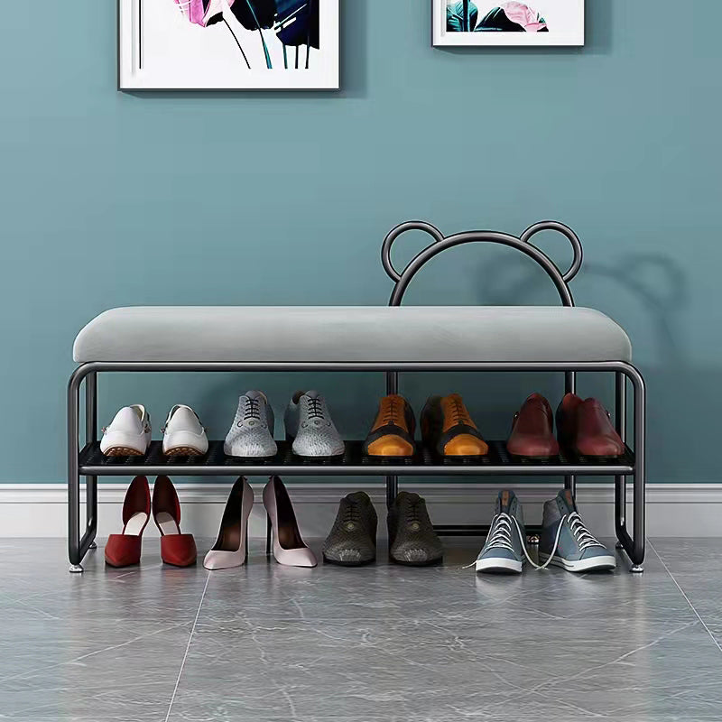 Modern Metal Entryway Bench Cushioned Rectangle Shoe Storage Seating Bench