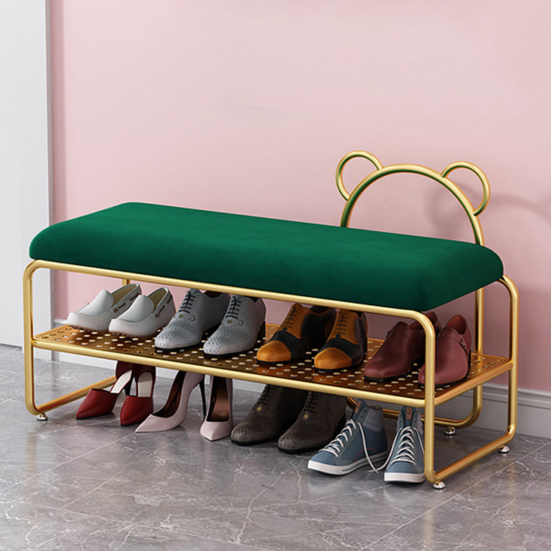 Modern Metal Entryway Bench Cushioned Rectangle Shoe Storage Seating Bench