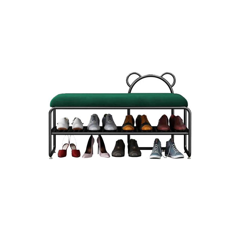 Modern Metal Entryway Bench Cushioned Rectangle Shoe Storage Seating Bench