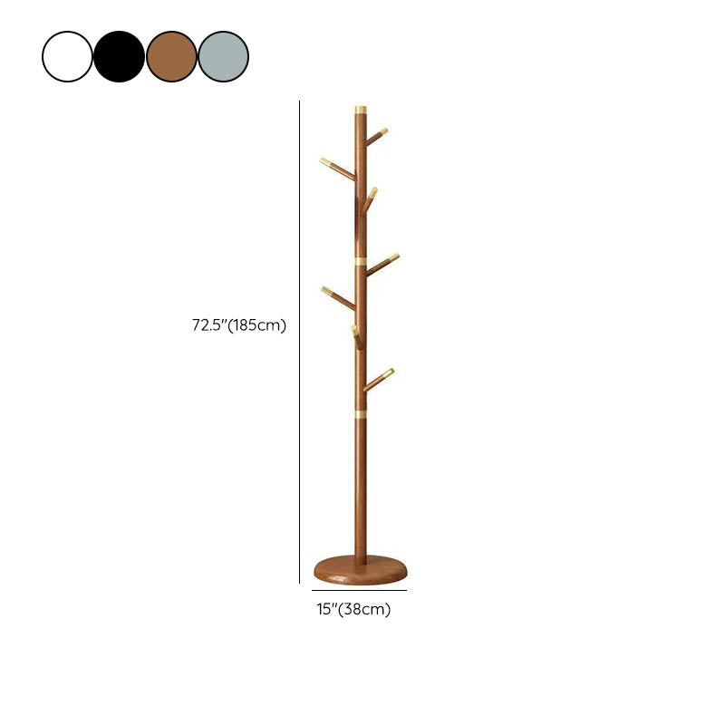 Modern Wood Entryway Coat Rack Free Standing Hall Tree with 7 Hooks