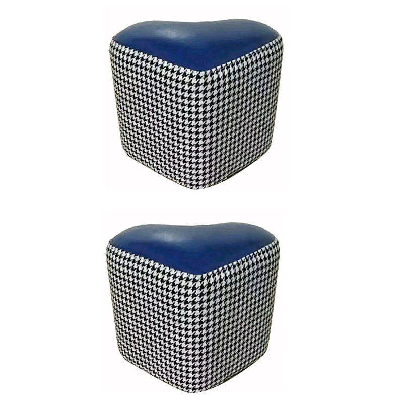 Modern Pouf Ottoman Faux Leather Upholstered Houndstooth Heart Shape Ottoman