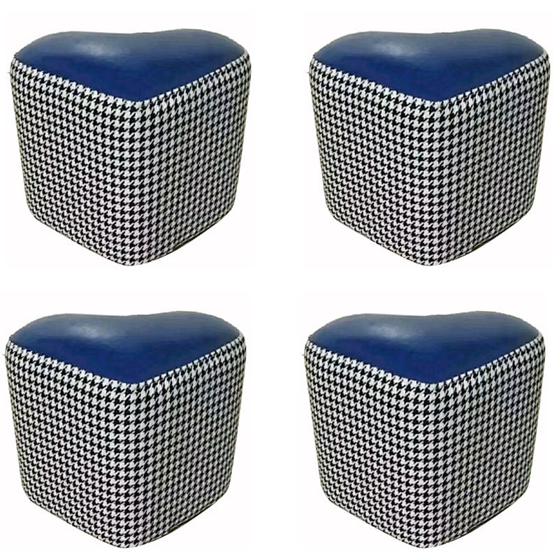 Modern Pouf Ottoman Faux Leather Upholstered Houndstooth Heart Shape Ottoman