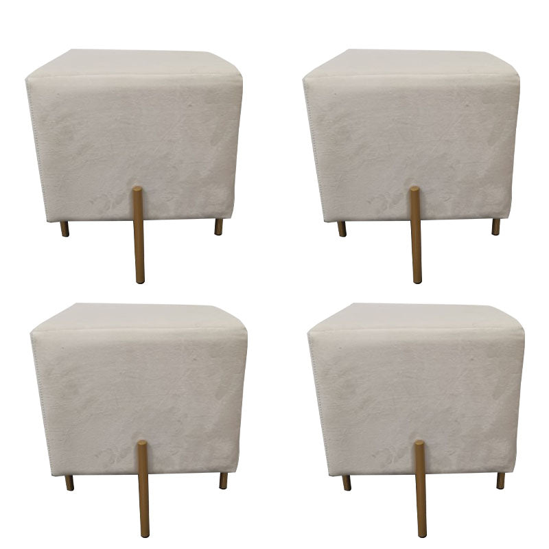 Glam Pouf Ottoman Velvet Upholstered Solid Color Square Ottoman with Metal Legs