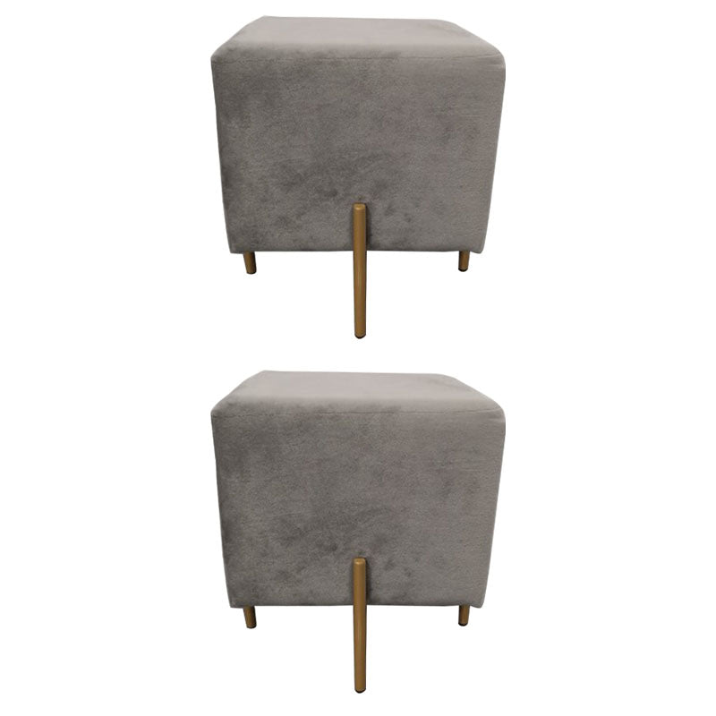Glam Pouf Ottoman Velvet Upholstered Solid Color Square Ottoman with Metal Legs