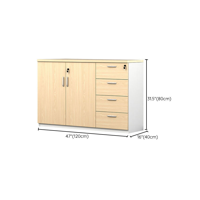 Modern File Cabinet Solid Wood Lateral File Cabinet with Storage Shelves