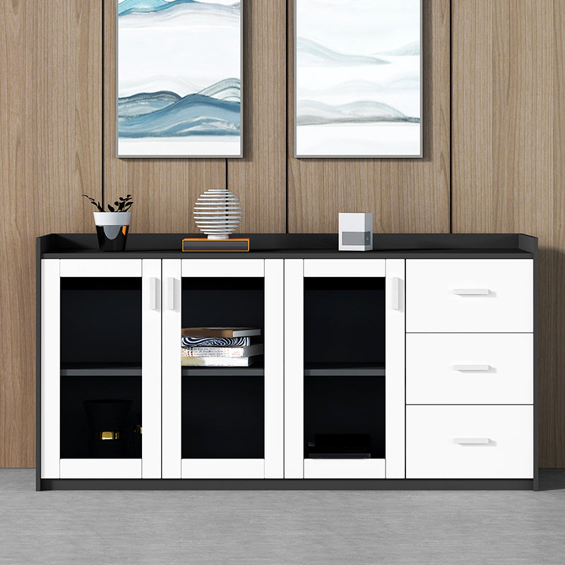 Modern Wood File Cabinet Contrast Panel File Cabinet for Home or Office