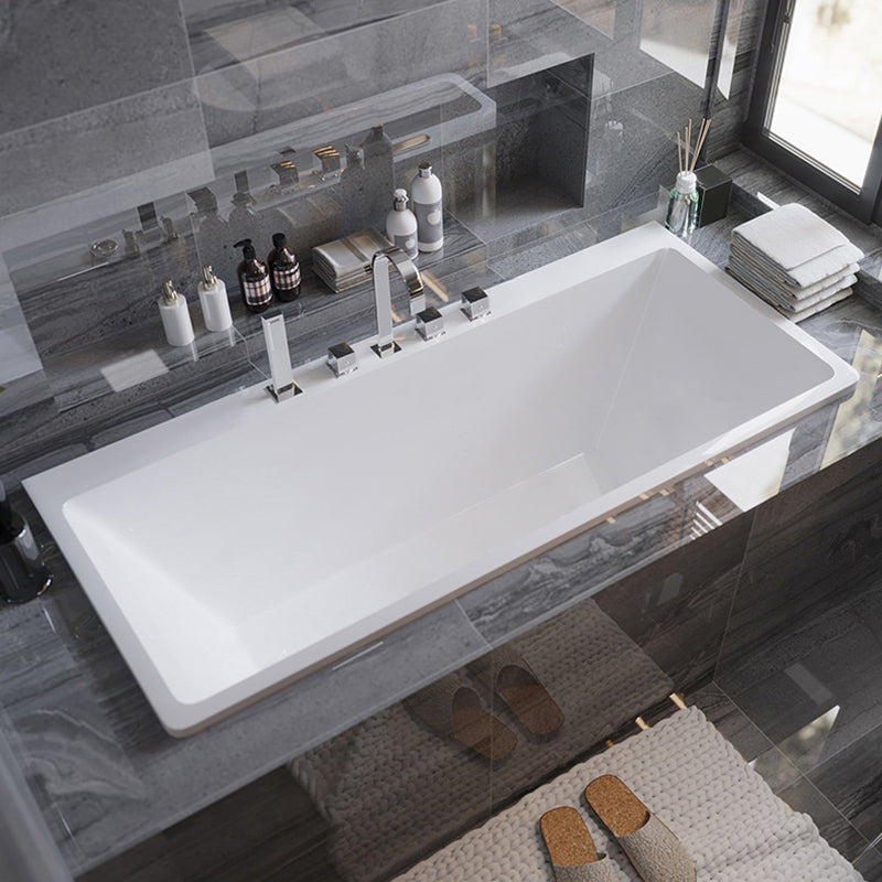 Acrylic Drop in Rectangular Bath Modern Soaking White Bathtub