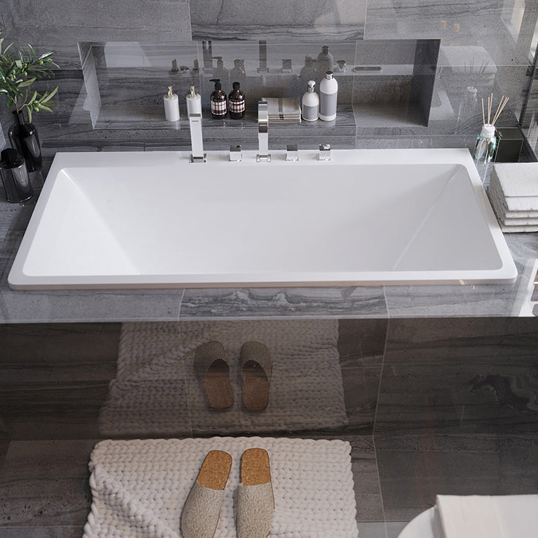 Acrylic Drop in Rectangular Bath Modern Soaking White Bathtub