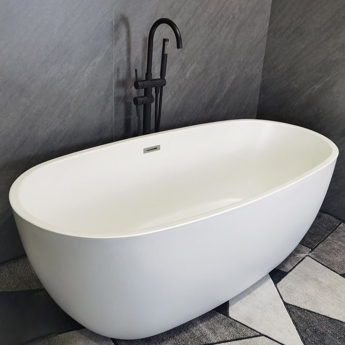 Acrylic Freestanding Soaking Bathtub Antique Finish Oval Modern Bath Tub