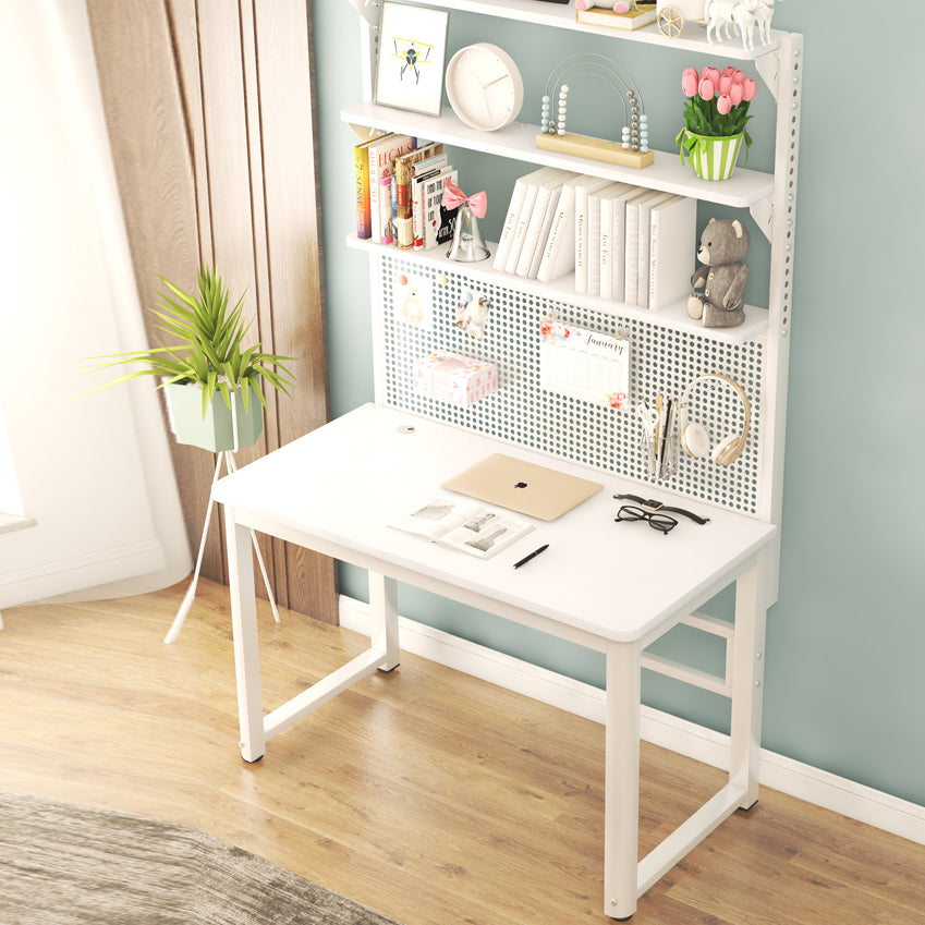 Home Kids Desk with Shelf Wooden Writing Desk Kids Desk in White