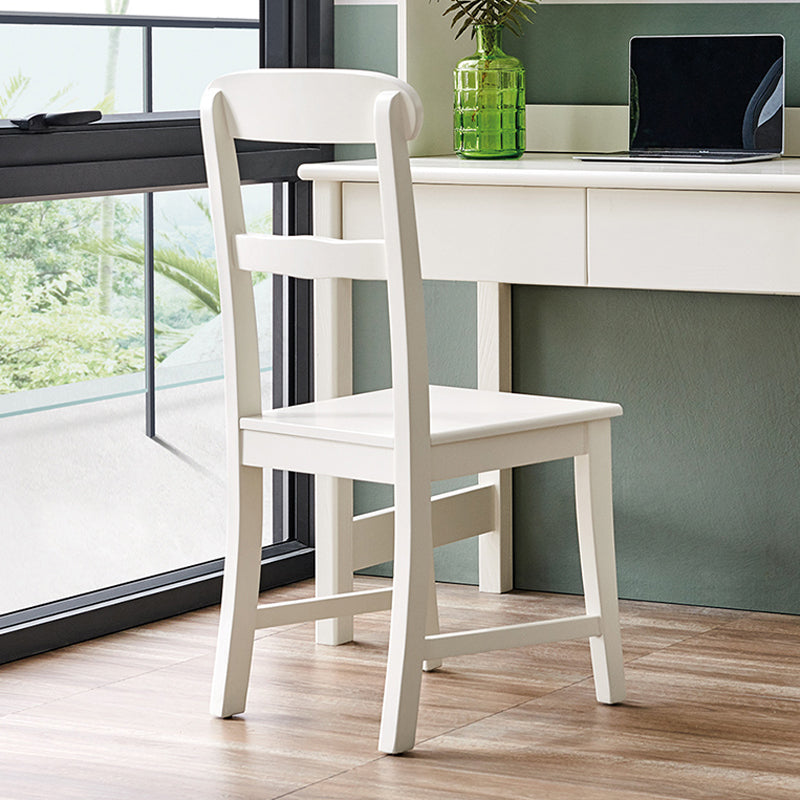 Solid Wood Writing Desk in White Kid's Desk with Shelf and Drawer