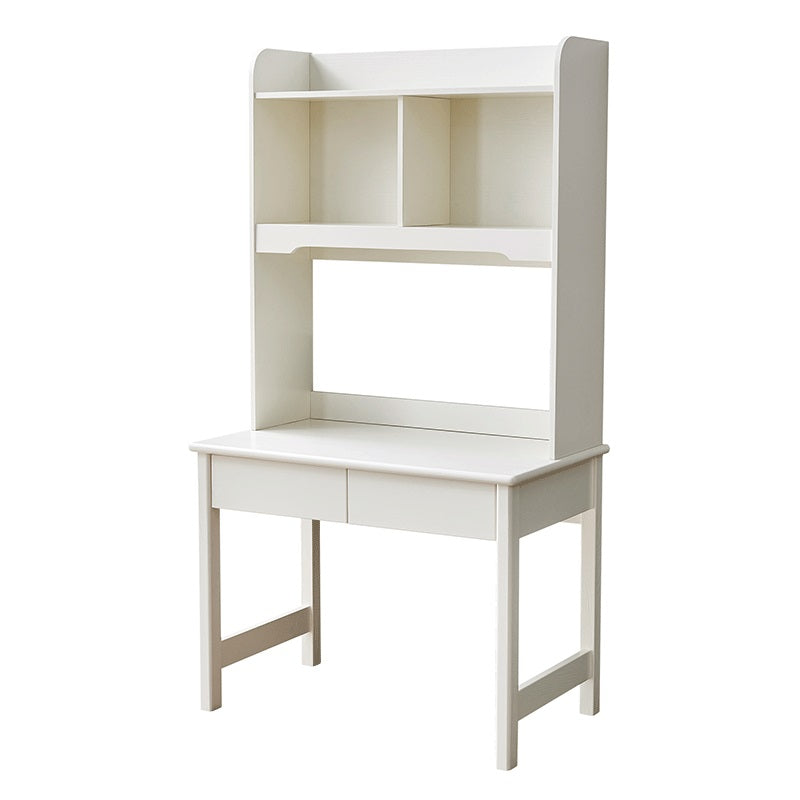 Solid Wood Writing Desk in White Kid's Desk with Shelf and Drawer