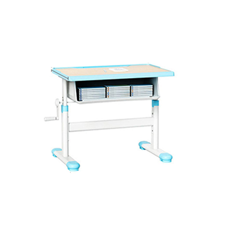 Pink and Blue Student Desk Adjustable Metal and Wood Kid's Desk