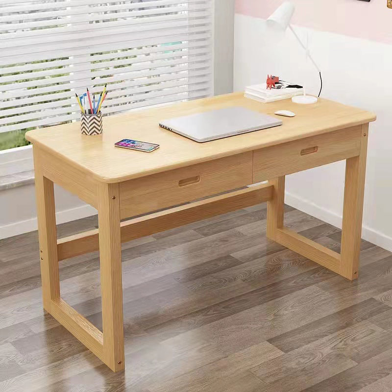 Pine Writing Desk Primary School Table and Chair Set Kid's Desk with 2 Drawers