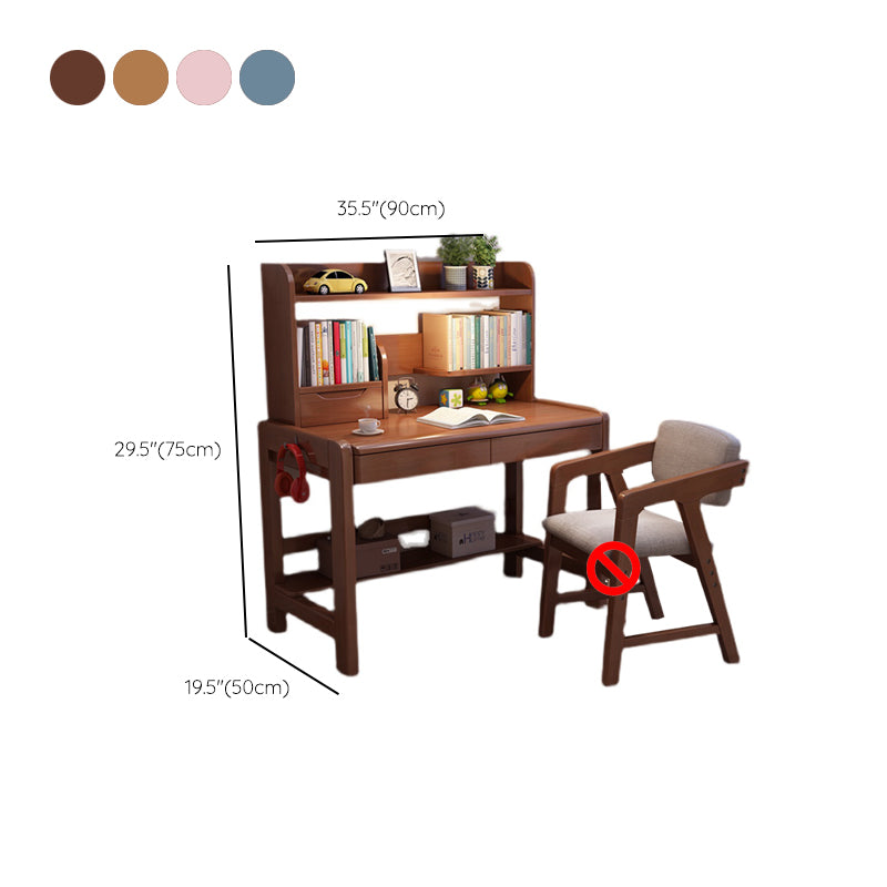 Adjustable Home Kids Desk Wood Writing Desk and Chair with Bookshelf