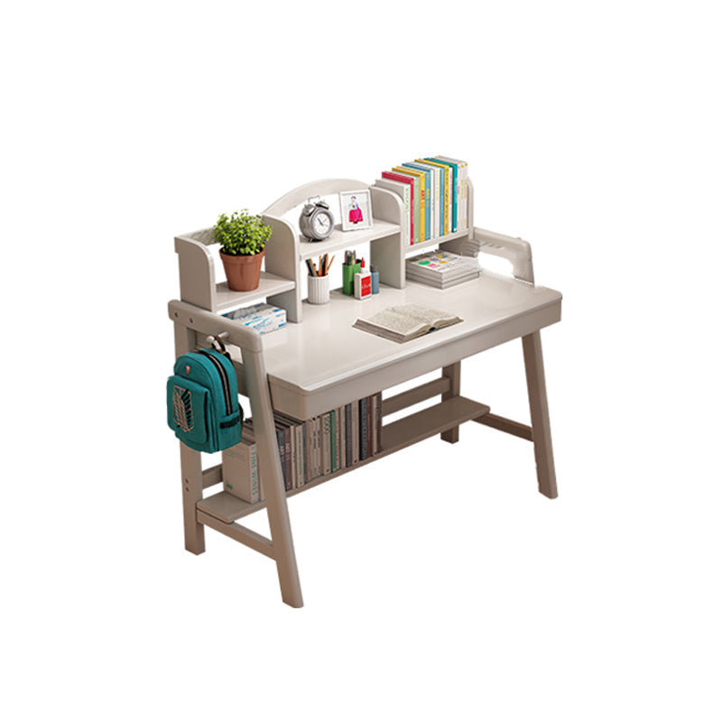 Rubberwood Writing Desk with Hutch Adjustable Kids Desk and Chair Set