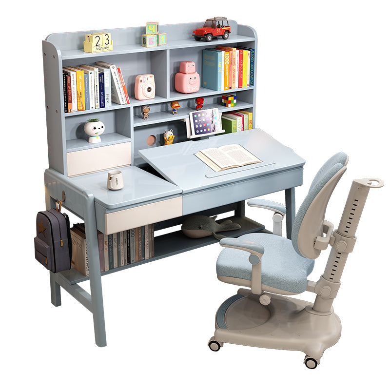 Solid Wood Writing Desk Desk and Chair Set Adjustable Student Desk for Home