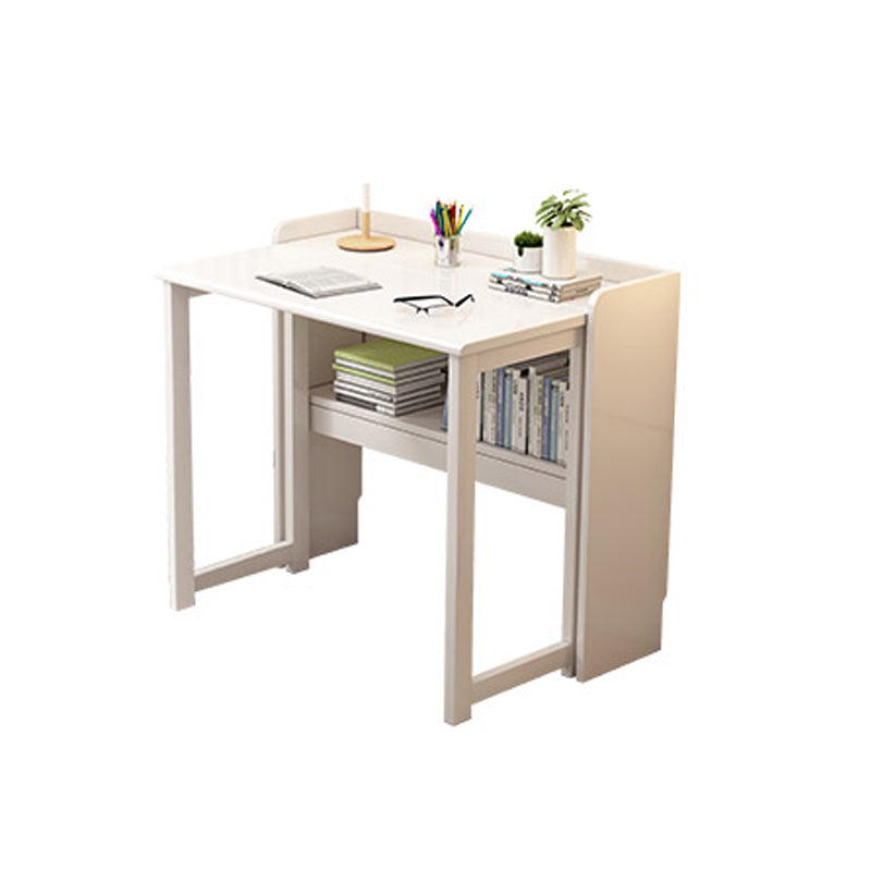 Solid Wood Writing Desk Folding Kids Desk with Storage Shelves